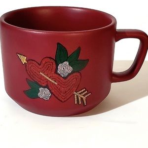 Beautiful Starbucks 2018 Red Double Heart with Arrow and Flower Mug